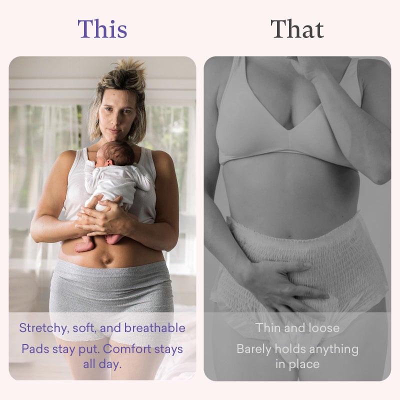 PurComfy 10 Pcs Postpartum Underwear for Women, High Waisted Disposable Boyshort Underwear for Mom Postpartum, Seamless Under Wear for Postpartum Essentials, Waist 28"- 42" Stretched, Grey - Image 5