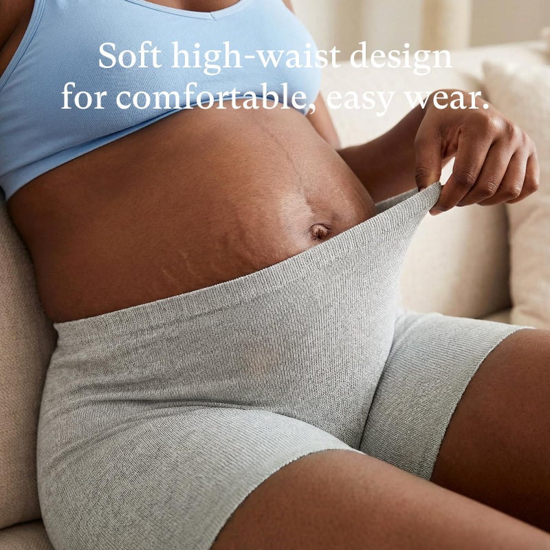 PurComfy 10 Pcs Postpartum Underwear for Women, High Waisted Disposable Boyshort Underwear for Mom Postpartum, Seamless Under Wear for Postpartum Essentials, Waist 28"- 42" Stretched, Grey - Image 3