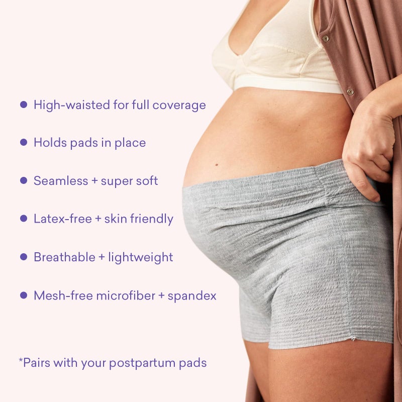 PurComfy 10 Pcs Postpartum Underwear for Women, High Waisted Disposable Boyshort Underwear for Mom Postpartum, Seamless Under Wear for Postpartum Essentials, Waist 28"- 42" Stretched, Grey - Image 4