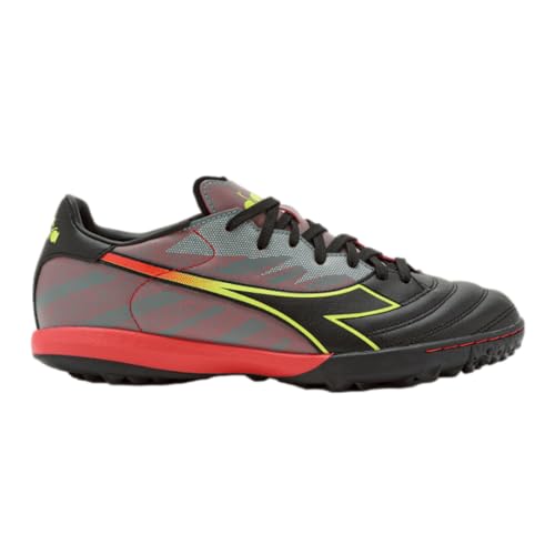 DIADORA حذاء كرة القدم ديادورا برازيل إليت تيرف - مقاوم للماء سوبرل سوفت، بطانة كعب PU غير قابلة للانزلاق، نقاط مرونة على النعل، حرفية دقيقة، أسود/أحمر/أصفر، 6.5 - Image 1
