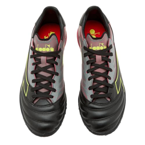 DIADORA حذاء كرة القدم ديادورا برازيل إليت تيرف - مقاوم للماء سوبرل سوفت، بطانة كعب PU غير قابلة للانزلاق، نقاط مرونة على النعل، حرفية دقيقة، أسود/أحمر/أصفر، 6.5 - Image 2