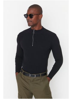 Black Fitted Slim Fit Cotton Couple/Double Half Turtleneck Zippered Ribbed Sweater TMNAW20KZ1034 - pzsku/Z77222CCD41108F4BE8ABZ/45/_/1740310288/502c92a7-2a2d-4acf-9b15-8e9d75958ae6