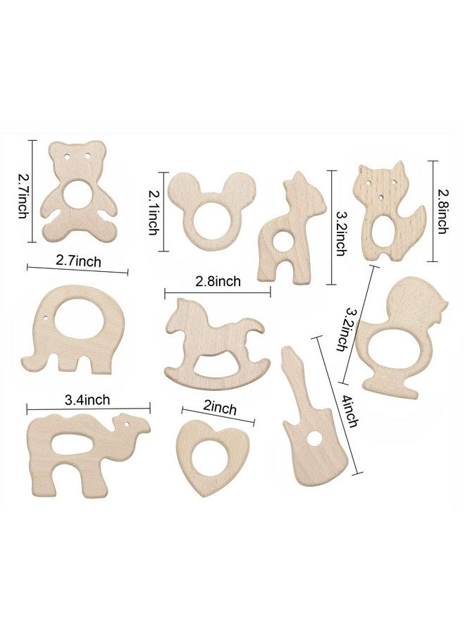 PENTA ANGEL Baby Teething Toys Penta Angel 10Pcs Natural Wooden Teething Animal Rings for Newborn Toddler Infant (10) - Image 1