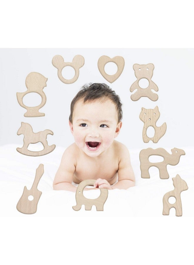 PENTA ANGEL Baby Teething Toys Penta Angel 10Pcs Natural Wooden Teething Animal Rings for Newborn Toddler Infant (10) - Image 4