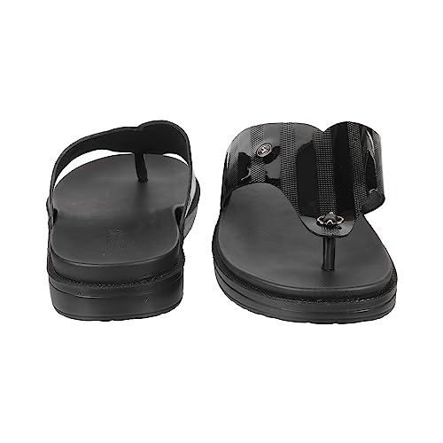 Metro Men Black Thong Leather Chappal UK/7 EU/41 (16-662) - Image 5