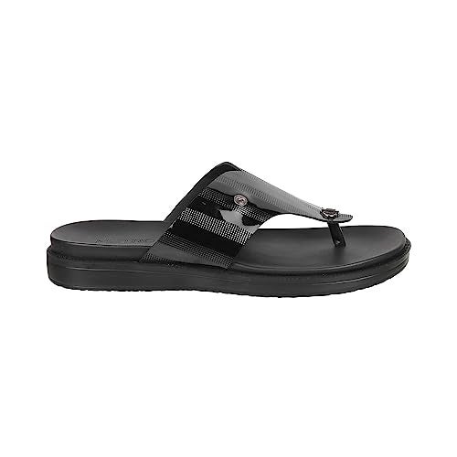 Metro Men Black Thong Leather Chappal UK/7 EU/41 (16-662) - Image 3