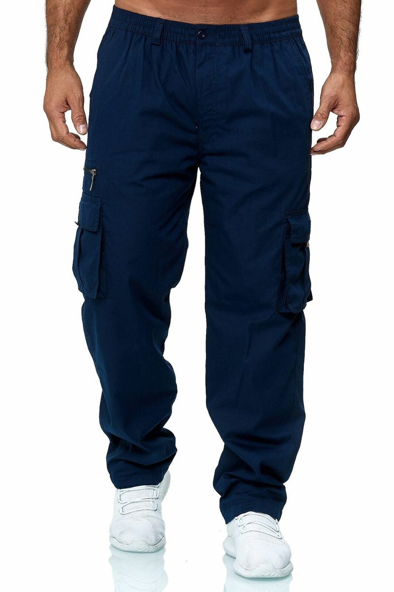 2023 Mens Casual Multi-Pocket Cargo Pants Outdoor Navy  - Image 1