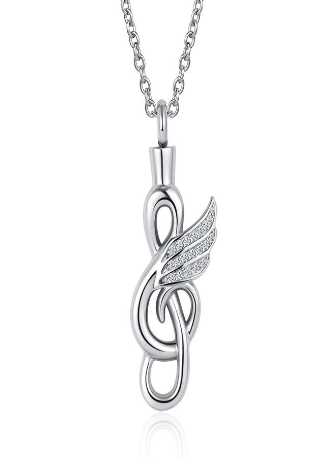 QeenseKc Music Note Cremation Jewelry for Ashes Clef Musical Note Urn Necklace for Human Ashes Keepsake Memorial Jewelry Gift - Image 1