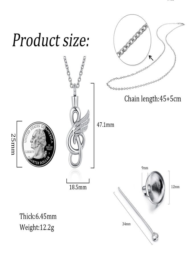 QeenseKc Music Note Cremation Jewelry for Ashes Clef Musical Note Urn Necklace for Human Ashes Keepsake Memorial Jewelry Gift - Image 4