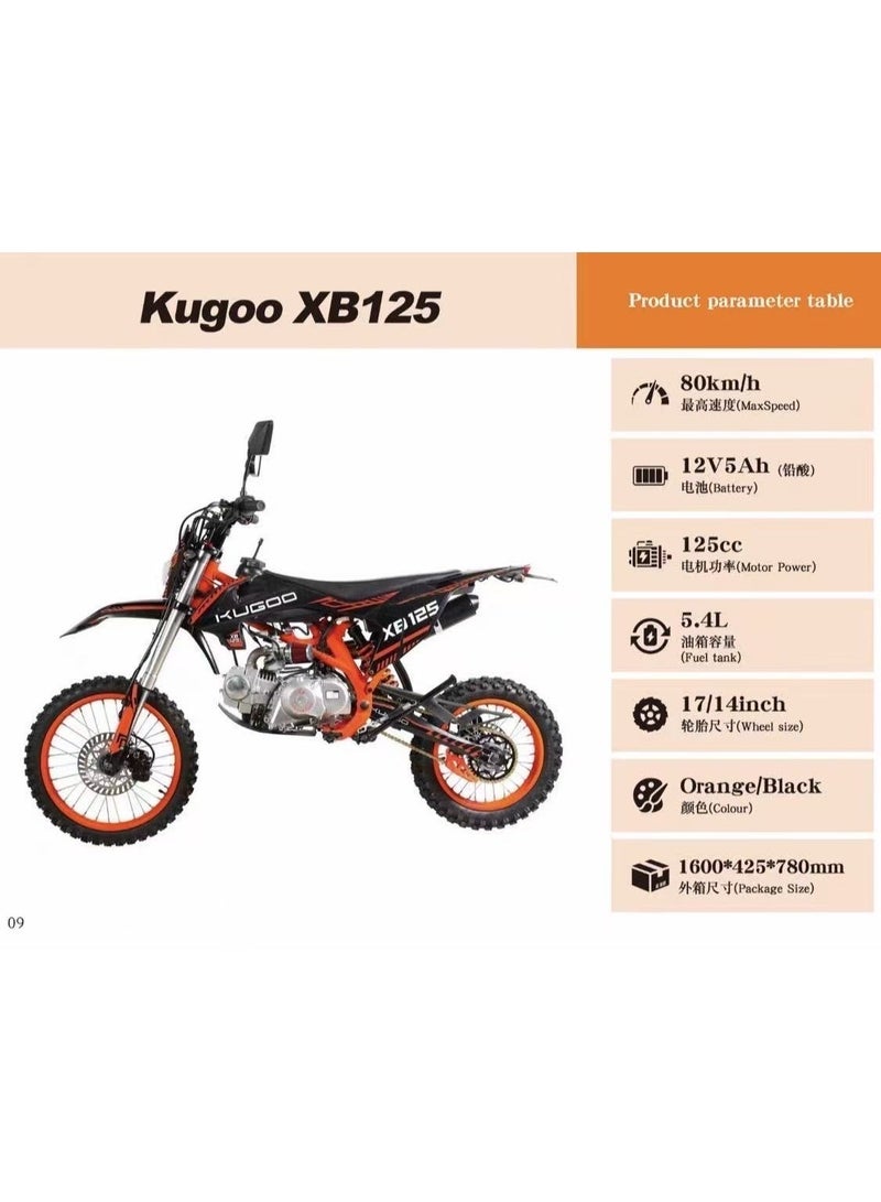 Kugoo 125CC Off Road Petrol Dirt Bike 2026 Model - 125CC Motor Power - 12V 5Ah Battery - 5.4L Fuel Tank - 80km/h Max Speed - Orange/Black - Image 5