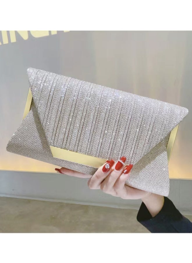 SHABILI Women's Sparkling Evening Clutch Bag, Ladies Designer Chain Banquet Package Handbag Tote Bags Shoulder Bag, Casual Solid Color Crossbody Bag Satchel Bag Side Bag Carry Bag for College Students  - Image 3