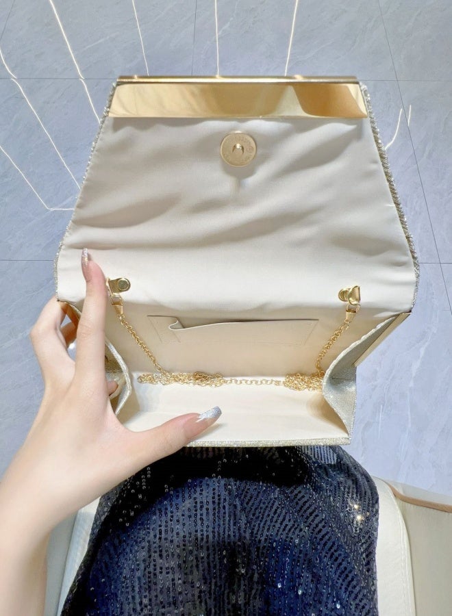 SHABILI Women's Sparkling Evening Clutch Bag, Ladies Designer Chain Banquet Package Handbag Tote Bags Shoulder Bag, Casual Solid Color Crossbody Bag Satchel Bag Side Bag Carry Bag for College Students  - Image 4