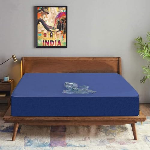 Trance Cotton Feel Terry Ultra Soft Waterproof Mattress Protector | Breathable - Hypoallergenic Mattresses Cover (75x48 inch | 6.25x4 feet,Classic Blue - Pack of 1) - Image 4