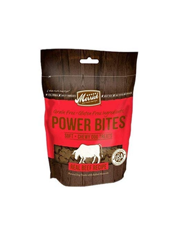 ميريك مكافآت الكلاب الناعمة والطرية من Merrick Power Bites - وصفة لحم البقر الحقيقي من تكساس، 6 أونصة - عبوة من قطعتين