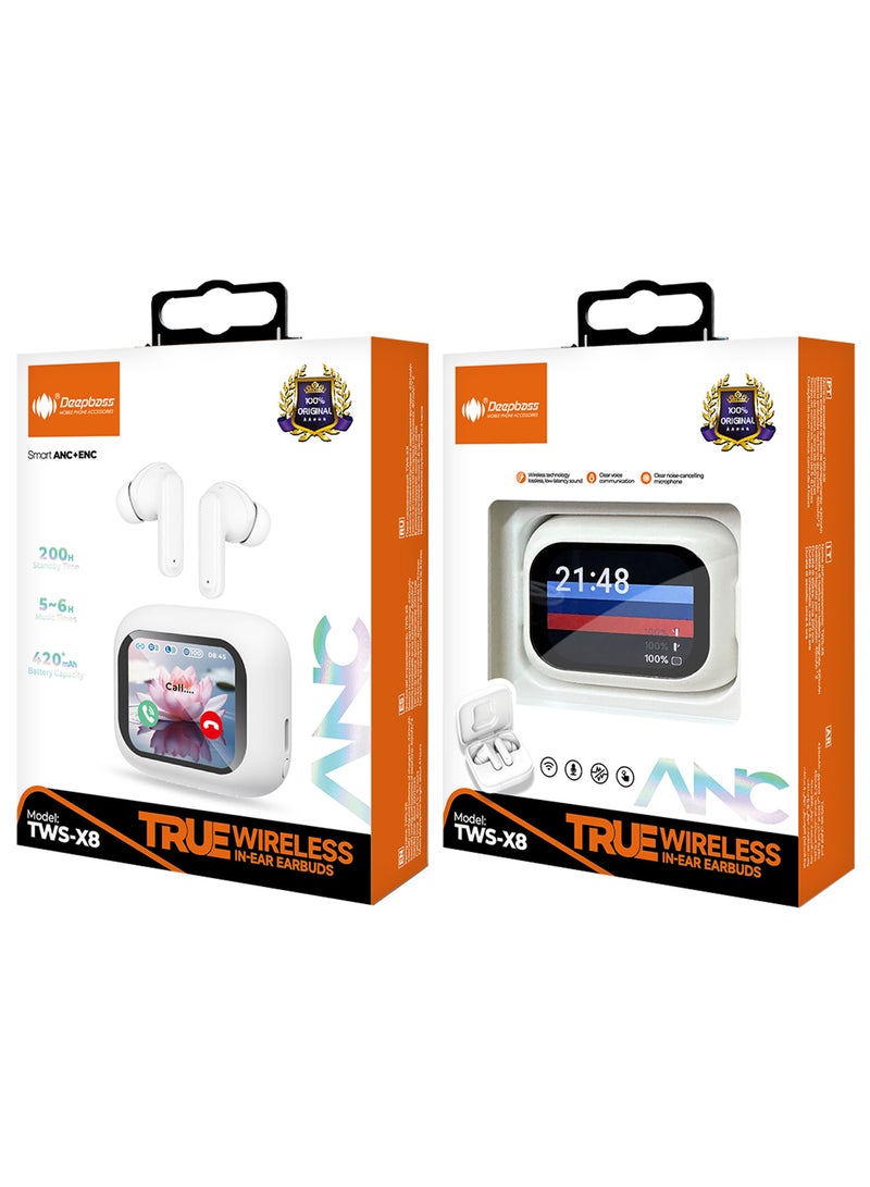 Deepbass سماعات أذن لاسلكية حقيقية TWS-X8 رياضية ANC+DRC | 35 ساعة تشغيل | 200 ساعة وضع الاستعداد - أبيض - Image 3