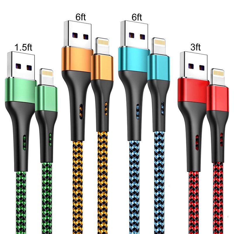 Durcord iPhone Charger 6FT/6/3/1.5, Lightning Cable Fast Charging Cable Nylon Braided Cord Compatible with iPhone 14/13/12/11 Pro Max/XS MAX/XR/XS/X/8/7/Plus/6S/6/SE/5S/iPad - Image 1