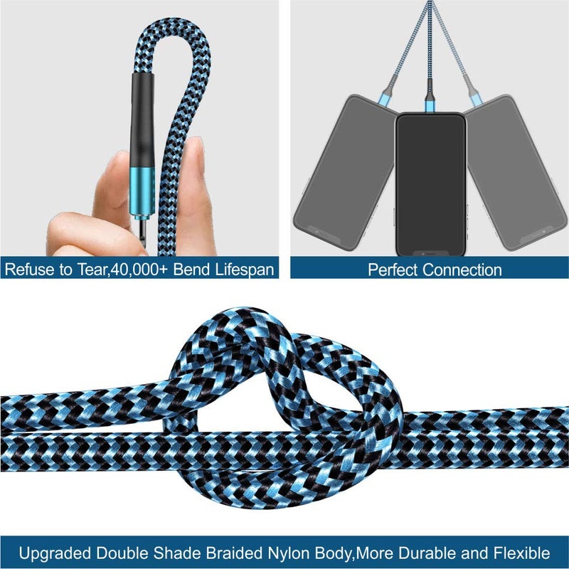 Durcord iPhone Charger 6FT/6/3/1.5, Lightning Cable Fast Charging Cable Nylon Braided Cord Compatible with iPhone 14/13/12/11 Pro Max/XS MAX/XR/XS/X/8/7/Plus/6S/6/SE/5S/iPad - Image 5