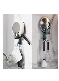 Excefore Kitchen Pot Lid Holder, 2 Pcs Self Adhesive Pot Lid Organizer, Bracket Equipped with 3 Hooks, Pan Lid Organizer, Multifunctional Wall Mounted Pot Cover Bracket Suitable for Various Pot Lids  - Image 5
