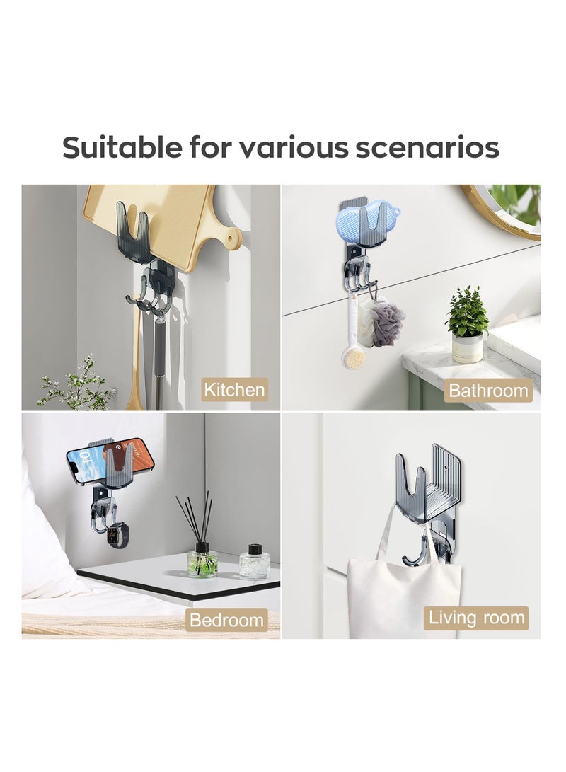 Excefore Kitchen Pot Lid Holder, 2 Pcs Self Adhesive Pot Lid Organizer, Bracket Equipped with 3 Hooks, Pan Lid Organizer, Multifunctional Wall Mounted Pot Cover Bracket Suitable for Various Pot Lids - Image 2