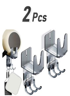 Excefore Kitchen Pot Lid Holder, 2 Pcs Self Adhesive Pot Lid Organizer, Bracket Equipped with 3 Hooks, Pan Lid Organizer, Multifunctional Wall Mounted Pot Cover Bracket Suitable for Various Pot Lids  - Image 1