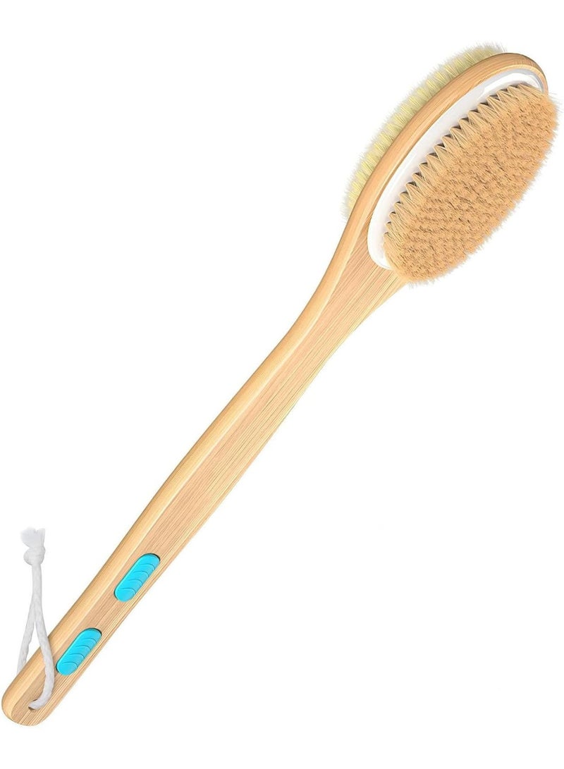 Long Handle Dual Side Dry and Bath Body Brush, Reduce Cellulite, Dry Brush for Cellulite and Lymphatic Drainage, Exfoliating Brush, Shower Brush Body Scrubber - Image 1