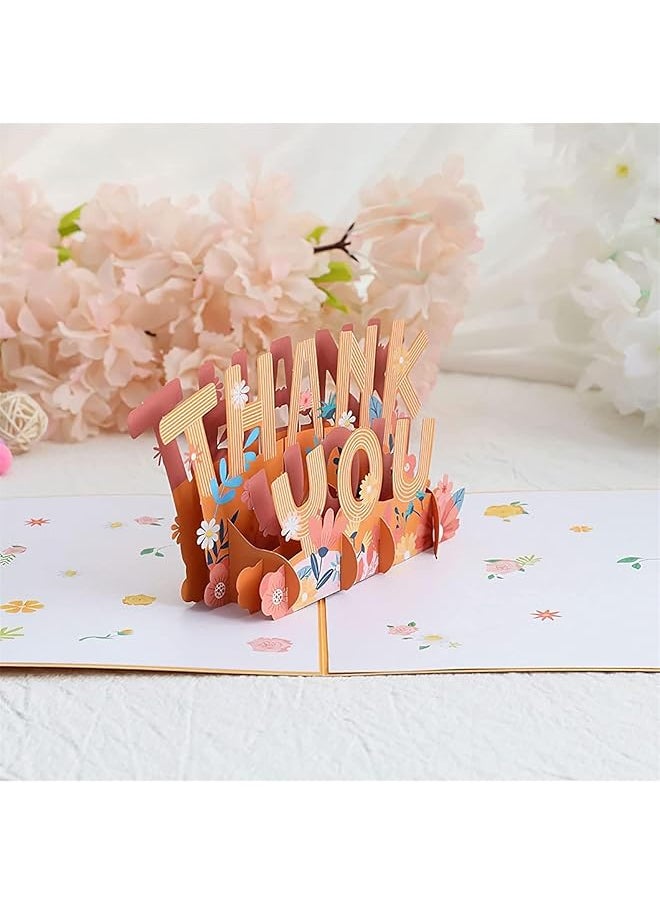 Bolivia's - Thank You Pop Up Cards Pop Up Thank You Card With Envelopes 3D Greeting Card Is Suitable For Thanksgiving Day Mother'S Day Wedding Father'S Day Teachers Day And Any Occasion To Celebrate - Image 1