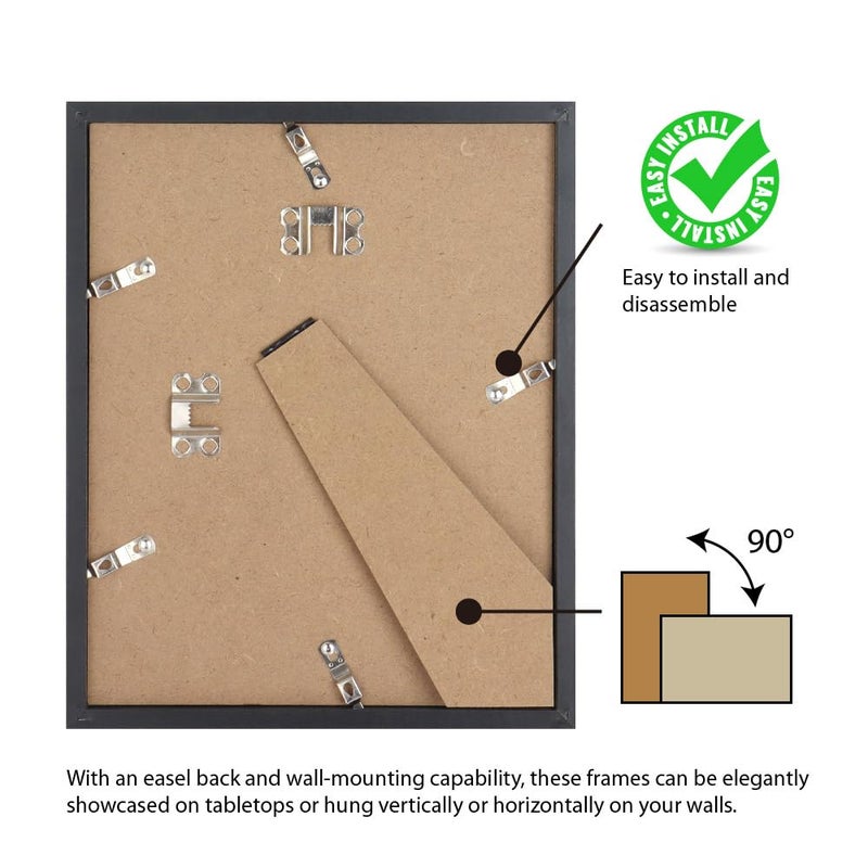 Memory Island 8.5x11 Photo Frames for Wall and Tabletop Display, 8.5 by 11 Black Picture Frames with HD Plexiglass, Set of 15 - Image 3