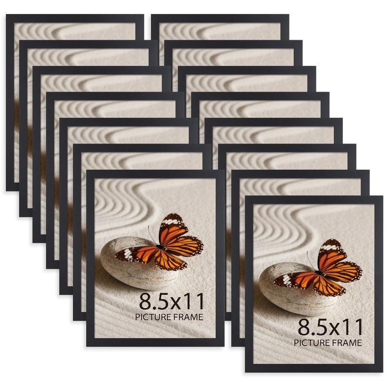 Memory Island 8.5x11 Photo Frames for Wall and Tabletop Display, 8.5 by 11 Black Picture Frames with HD Plexiglass, Set of 15 - Image 1