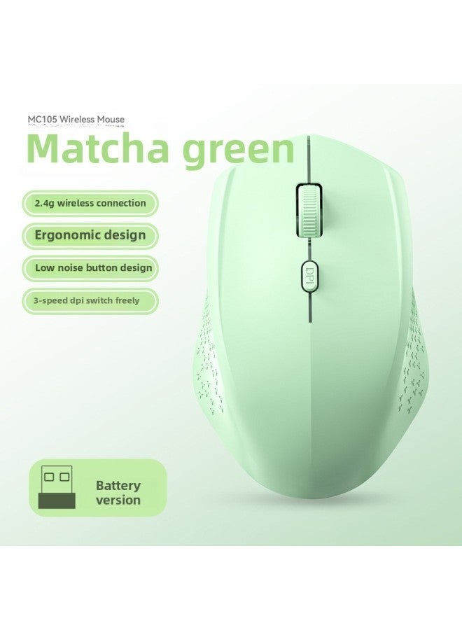 Direct Charging Wireless Mouse Mute Bluetooth 2.4G Dual-mode For Apple Huawei Notes-Color:2.4G Battery Green - Image 1