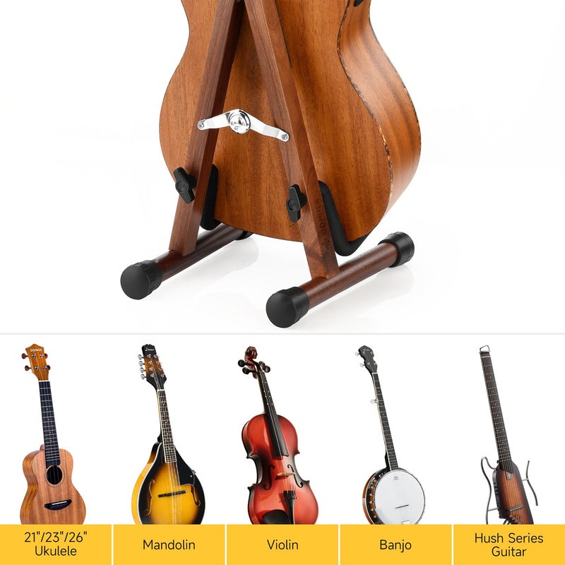Donner Wood Ukulele Stand Mini Guitar Stand for Violin, Hush Guitar, Mandolin, Banjo, Folding Floor Stand A-Frame Holder for Small Musical Instruments - Image 2
