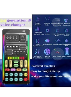 Generic Portable Voice Changer, 2rd Generation i9 Live Sound Card, Cool Lights Sound Board - Voice Disguiser/Modulator for PS4/PS5/Xbox One/PC/Phone/Laptops with Adjustable Voice Functions  - Image 3