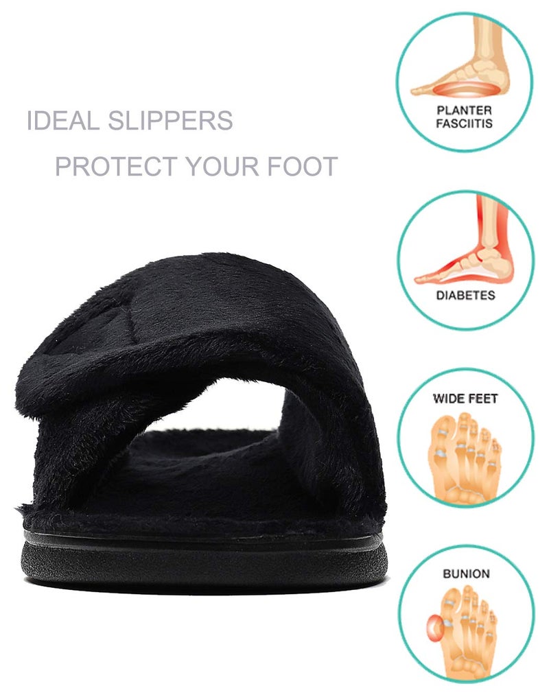 SOLLBEAM Women's Plantar Fasciitis Fuzzy House Orthopedic Adjustable Slippers With Arch Support Orthotic Heel Cup Sandals For Ladies - Image 2