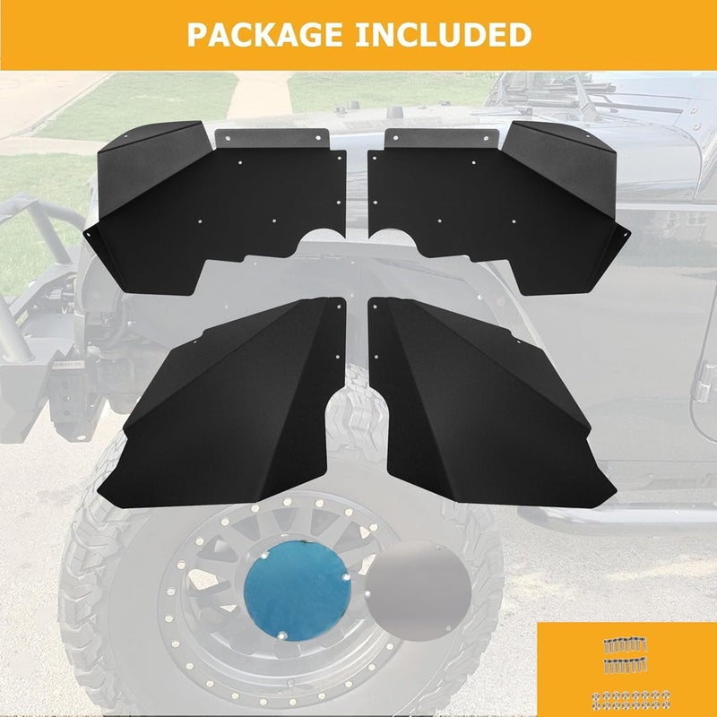 JMTAAT Front Inner Splash Guards Fender Liners for 2007-2019 Jeep Wrangler JK JKU 4WD - Image 4