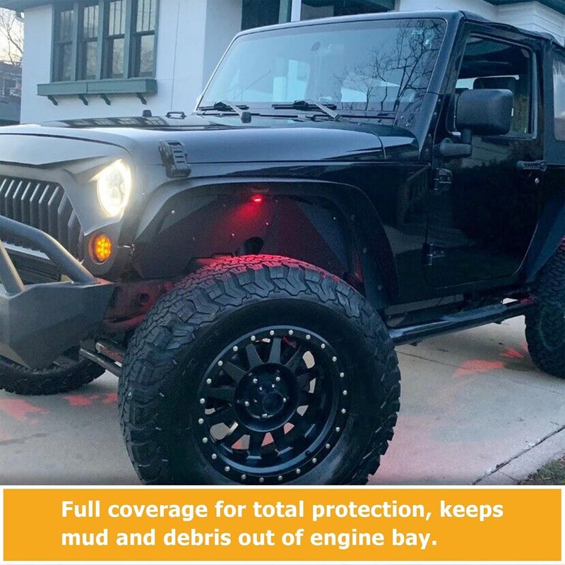 JMTAAT Front Inner Splash Guards Fender Liners for 2007-2019 Jeep Wrangler JK JKU 4WD - Image 3