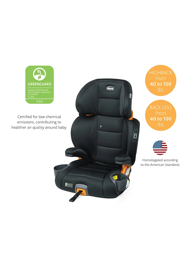 Chicco Kidfit Cleartex Plus 2-In-1 Belt-Positioning Booster Car Seat, Obsidian