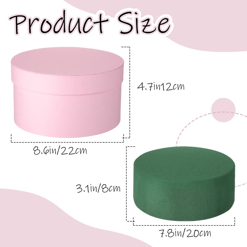 Nuenen Gift Boxes with Lids Floral Foam Set Round Boxes Flower Arrangements Supplies Round Floral Foam for Flowers for Mother's Day Bridesmaid Wedding(Pink) - Image 2