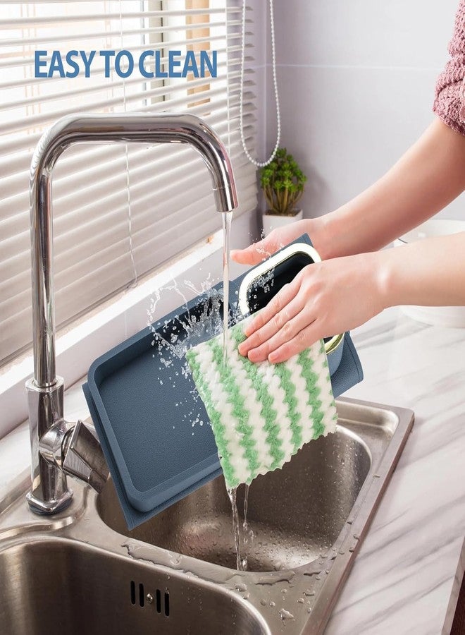 KEYOZA Silicone Couch Armrest Tray 2 in 1 - Cup Holder & Sofa Arm Tray - Anti-Slip, Foldable Sofa Rectangular Table Tray - Holder for Drinks Cup Cellphone Remote Snacks (Blue) - Image 5