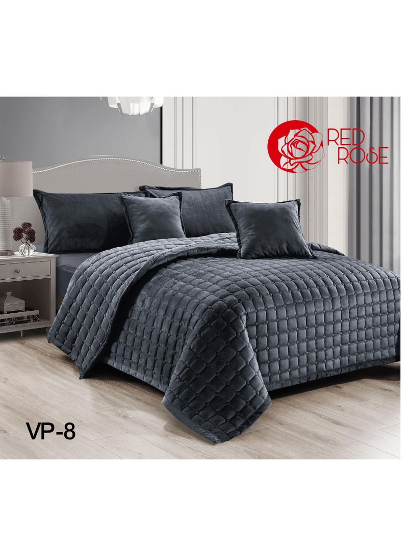 ريد روز طقم لحاف مفرش سرير نفرين مخمل ناعم مضغوط نظام 6 قطع مضغوط مقاس 240x220 - Image 1
