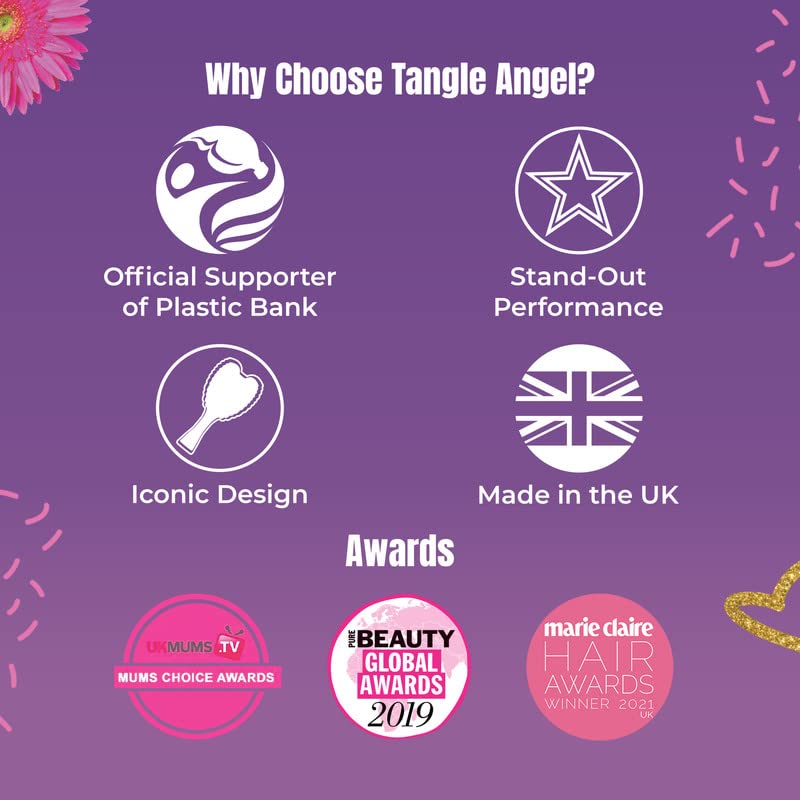 Tangle Angel Hair Detangler Brush - Detangling Brush for Thick Hair with Soft Bristles, Angel Wing Design, & Long Handle - Water Resistant Tangle Angel Reborn Hairbrush for Shower & Hairstyling - White Fuschia - Image 4