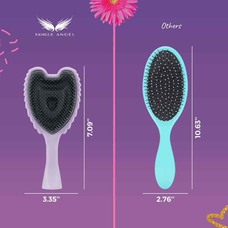 Tangle Angel Hair Detangler Brush - Detangling Brush for Thick Hair with Soft Bristles, Angel Wing Design, & Long Handle - Water Resistant Tangle Angel Reborn Hairbrush for Shower & Hairstyling - White Fuschia - Image 5