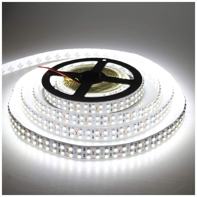 3528 SMD COLD WHITE 6000K LED STRIP LIGHTS DC 12V DOUBLE ROW 1200LEDS FLEXIBLE LED STRIPS TAPE LIGHT RIBBON LAMP 164FT NONWATERPROOF FOR BEDROOM HOME LIGHTING