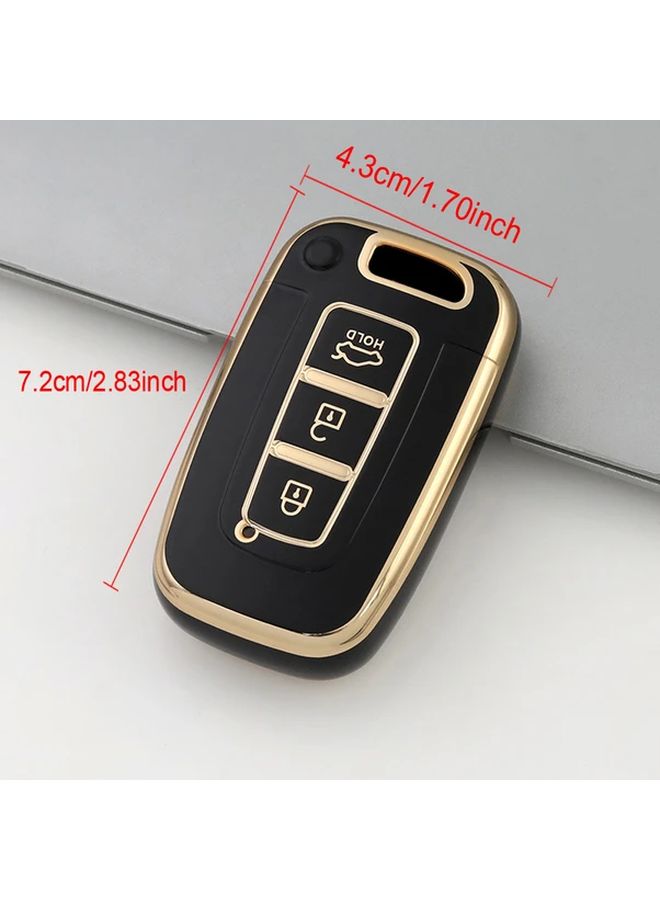 TPU Soft Key Case Cover Compatible With Hyundai Grayish Blue Durable 3 Button Shell Protector - Image 2