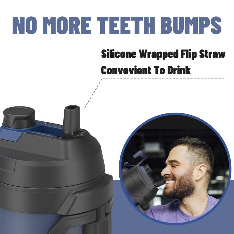 Zukro 1 Gallon Water Jug, One Gallon Large Triple Wall Insulated Metal Jug With Straw and Spout, No Sweat 128 oz Stainless Steel Sport Water Bottle Keeps Cold 48 Hours for Outdoors, - Image 3