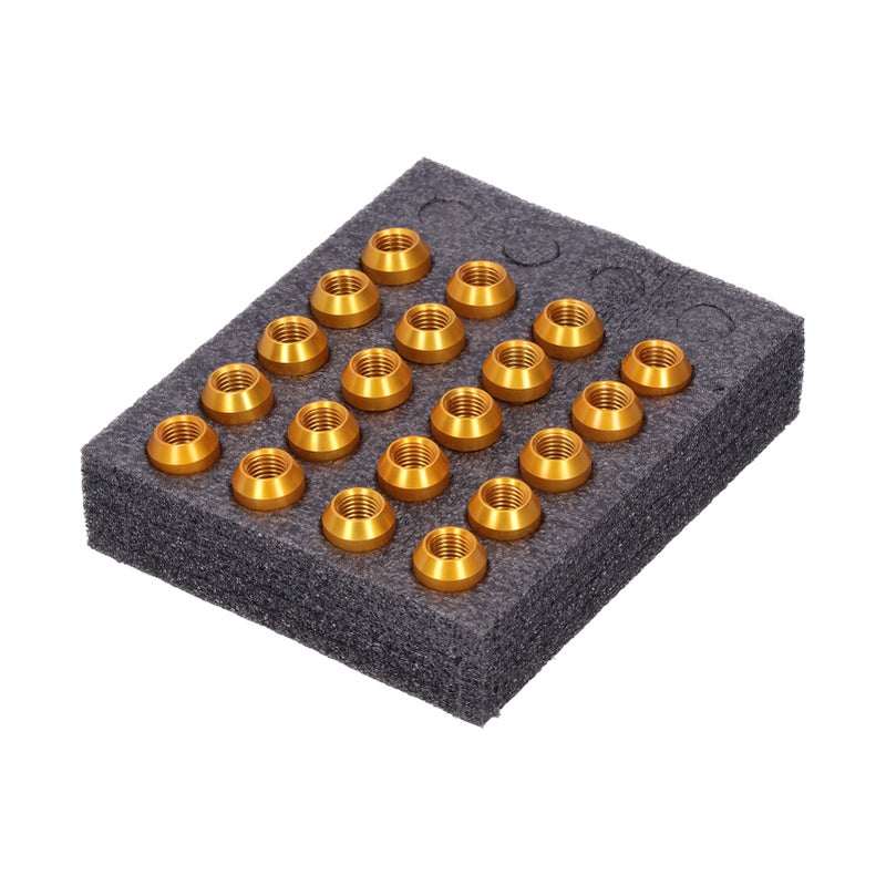 20 قطعة من دساتير عجلات الدوران M12x1.5 بخيط ارتفاع 1.3 بوصة دساتير عجلات دائمة الألومنيوم 7075-T6 ذهبية - Image 3