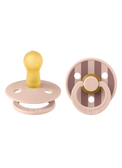 BIBS Studio Colour Round Pacifier, 2 Pieces, Latex Size 2, 6 - 18 Months, Blush Mix, Infant Pacifier, Natural Rubber Soother, Safe And Lightweight  - Image 1