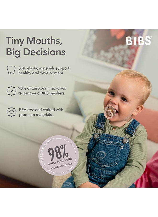 BIBS - Studio Colour Round Pacifier, 2 Pieces, Latex Size 2, 6 - 18 Months, Blush Mix, Infant Pacifier, Natural Rubber Soother, Safe And Lightweight - Image 1