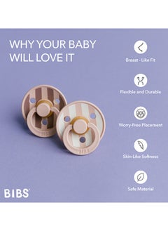 BIBS Studio Colour Round Pacifier, 2 Pieces, Latex Size 2, 6 - 18 Months, Blush Mix, Infant Pacifier, Natural Rubber Soother, Safe And Lightweight  - Image 4
