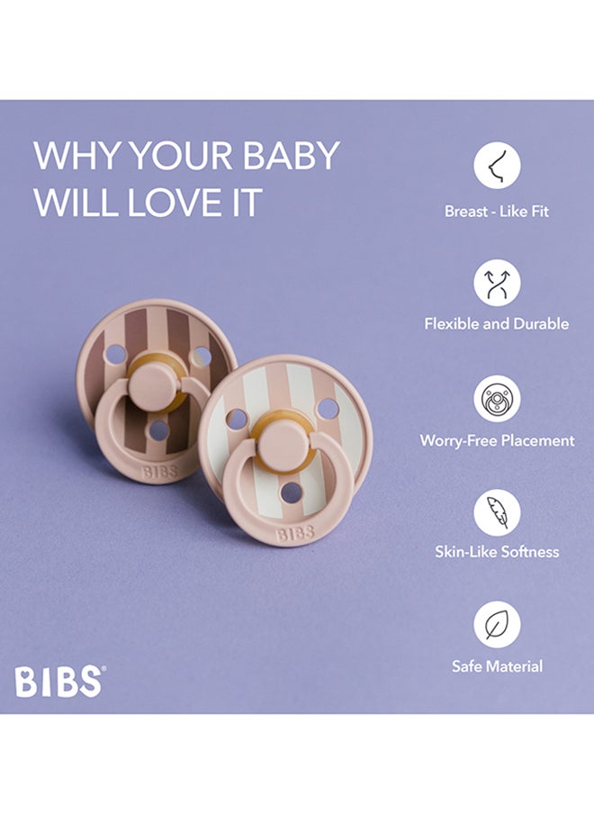 BIBS - Studio Colour Round Pacifier, 2 Pieces, Latex Size 2, 6 - 18 Months, Blush Mix, Infant Pacifier, Natural Rubber Soother, Safe And Lightweight - Image 1