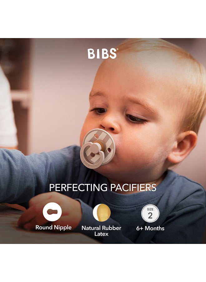 BIBS - Studio Colour Round Pacifier, 2 Pieces, Latex Size 2, 6 - 18 Months, Blush Mix, Infant Pacifier, Natural Rubber Soother, Safe And Lightweight - Image 1