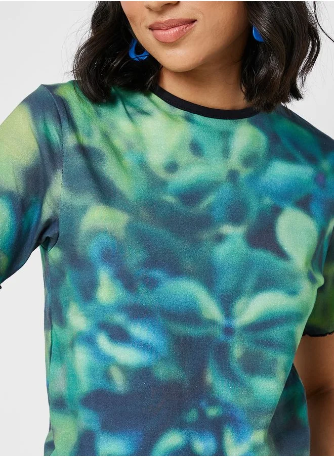 جينجر Digital Floral Print T-shirt